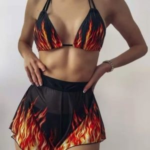NWOT Fire Bikini Set (Top and Shorts)